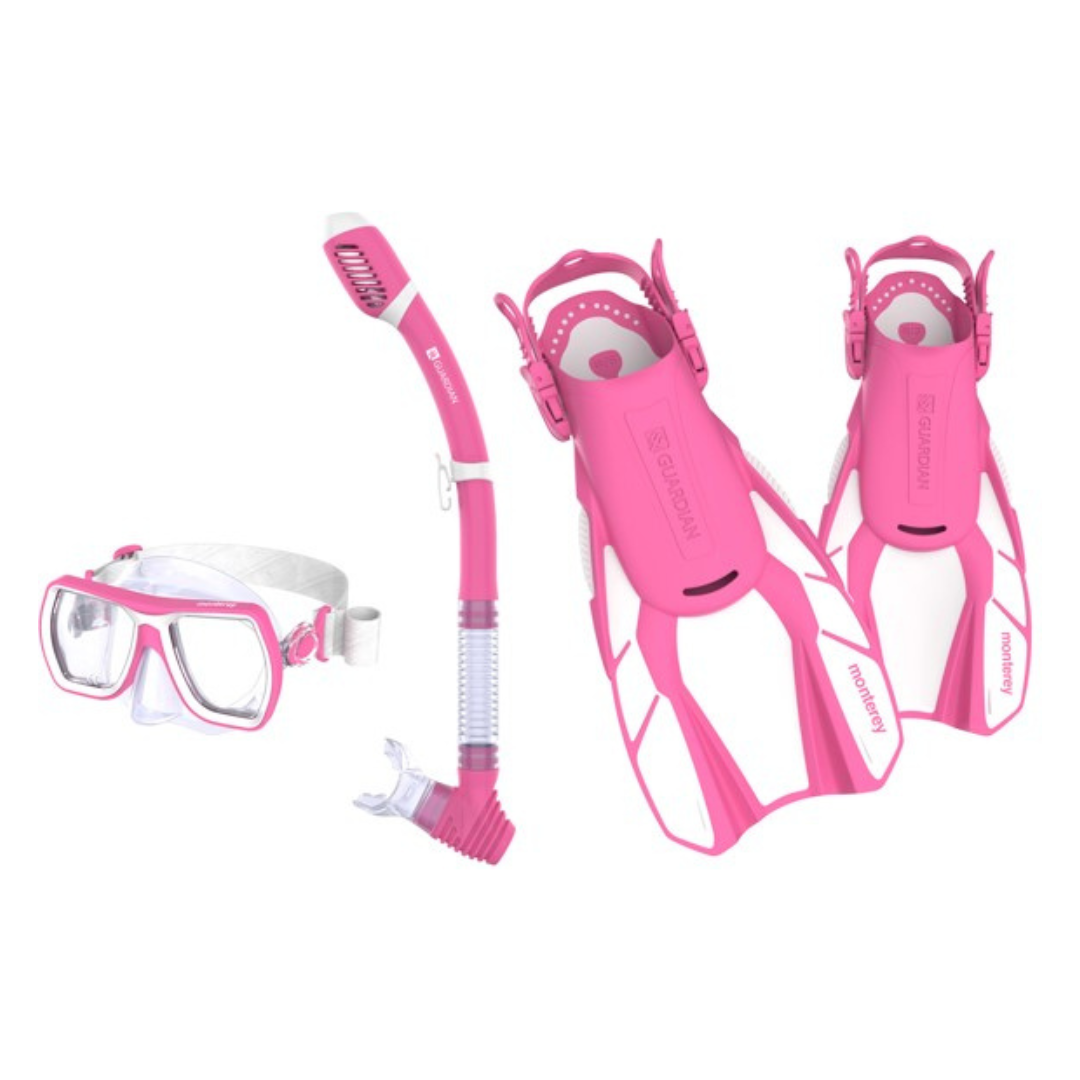 Sets MONTEREY Dry Adult Set v22 PINK CLEAR GUARDIAN WATER SPORTS Snorkeling, Scuba Diving, Swimming, Professional Gear, Marine Grade. Ocean, Sea