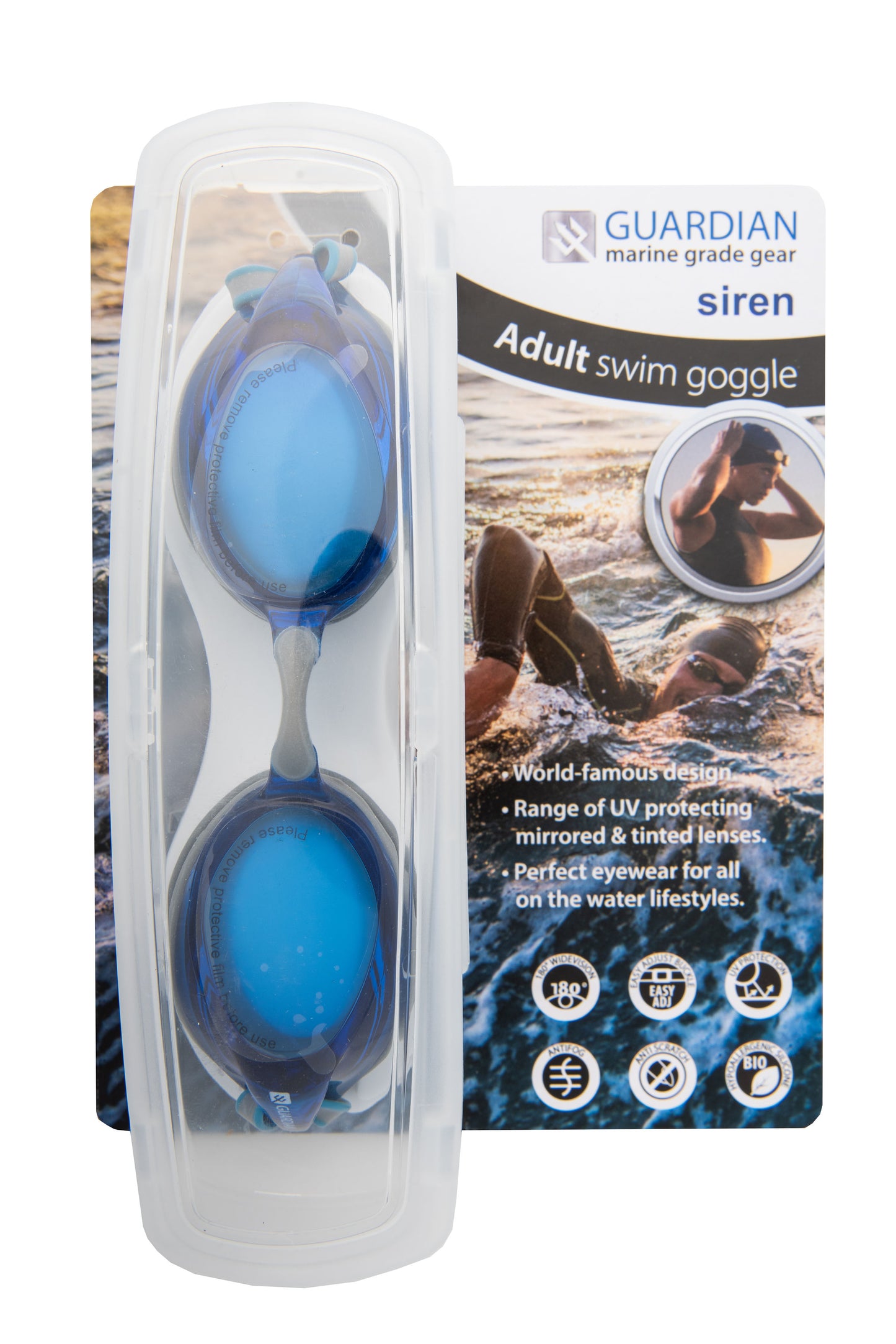 Swim Goggles SIREN Adult Swim Goggles GUARDIAN WATER SPORTS Snorkeling, Scuba Diving, Swimming, Professional Gear, Marine Grade. Ocean, Sea