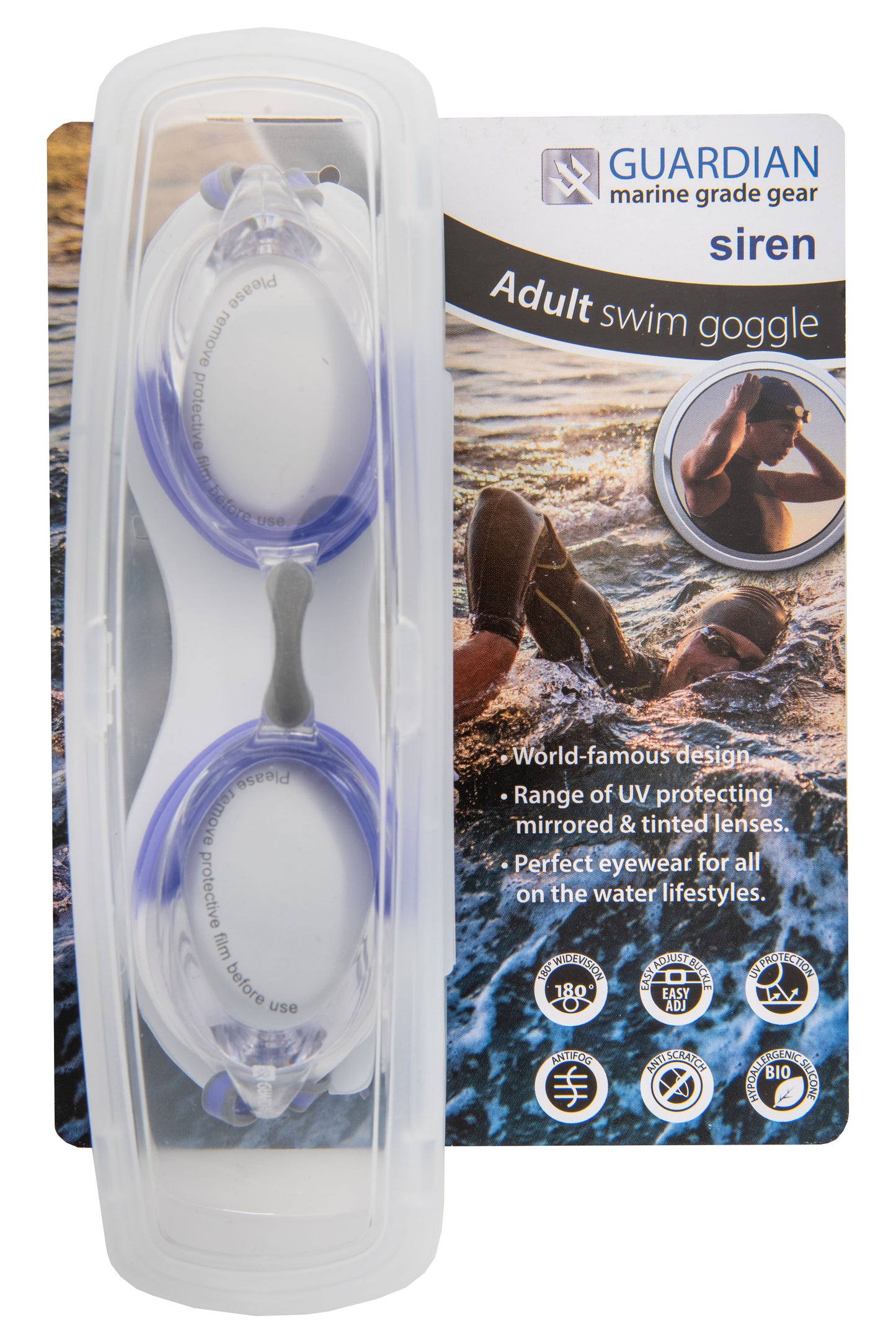 Swim Goggles SIREN Adult Swim Goggles GUARDIAN WATER SPORTS Snorkeling, Scuba Diving, Swimming, Professional Gear, Marine Grade. Ocean, Sea