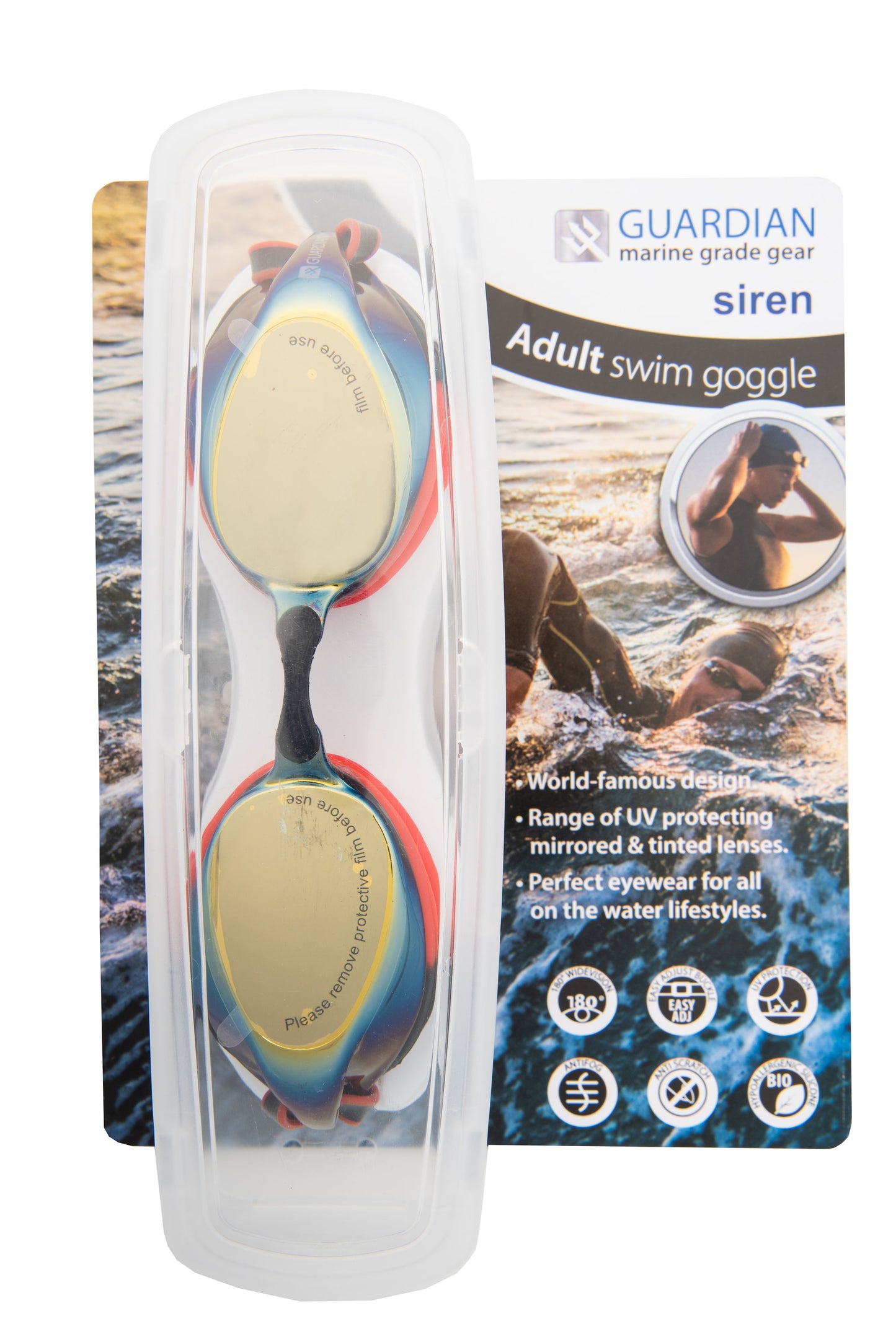 Swim Goggles SIREN Adult Swim Goggles GUARDIAN WATER SPORTS Snorkeling, Scuba Diving, Swimming, Professional Gear, Marine Grade. Ocean, Sea