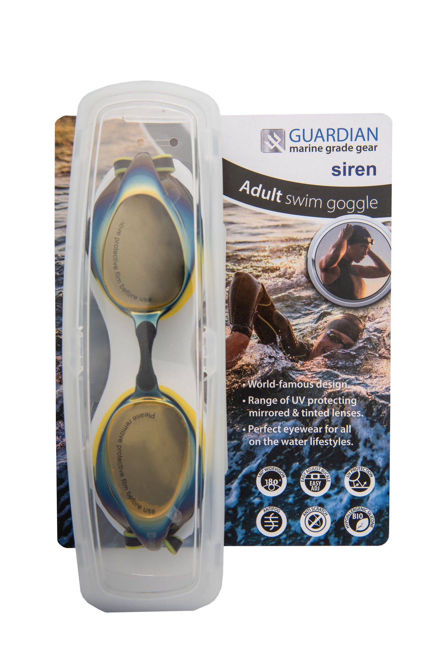 Swim Goggles SIREN Adult Swim Goggles GUARDIAN WATER SPORTS Snorkeling, Scuba Diving, Swimming, Professional Gear, Marine Grade. Ocean, Sea