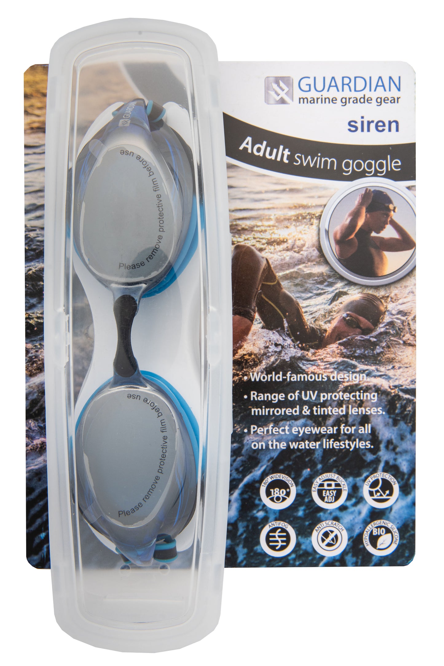 Swim Goggles SIREN Adult Swim Goggles GUARDIAN WATER SPORTS Snorkeling, Scuba Diving, Swimming, Professional Gear, Marine Grade. Ocean, Sea