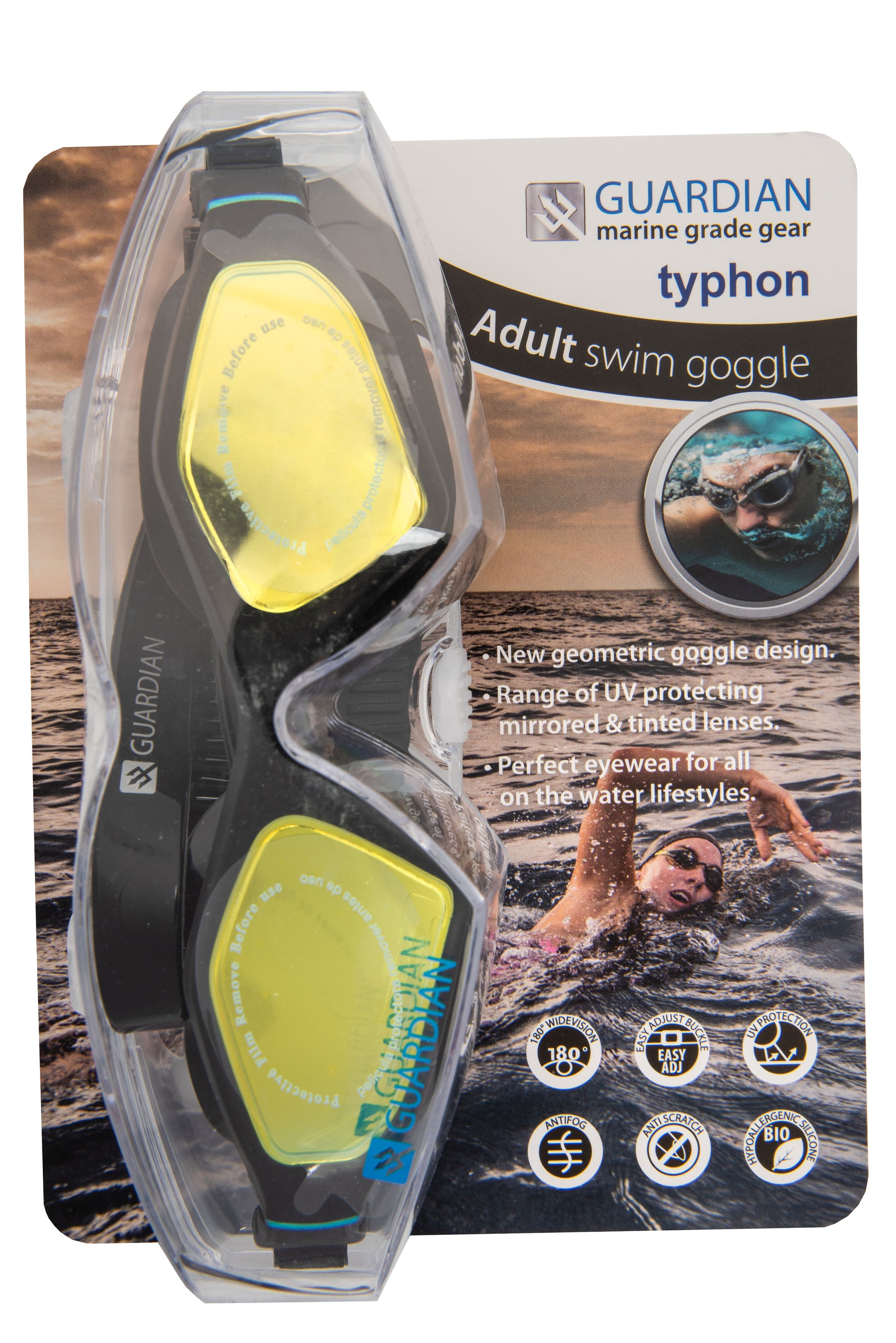 Swim Goggles TYPHON Adult Swim Goggles GUARDIAN WATER SPORTS Snorkeling, Scuba Diving, Swimming, Professional Gear, Marine Grade. Ocean, Sea
