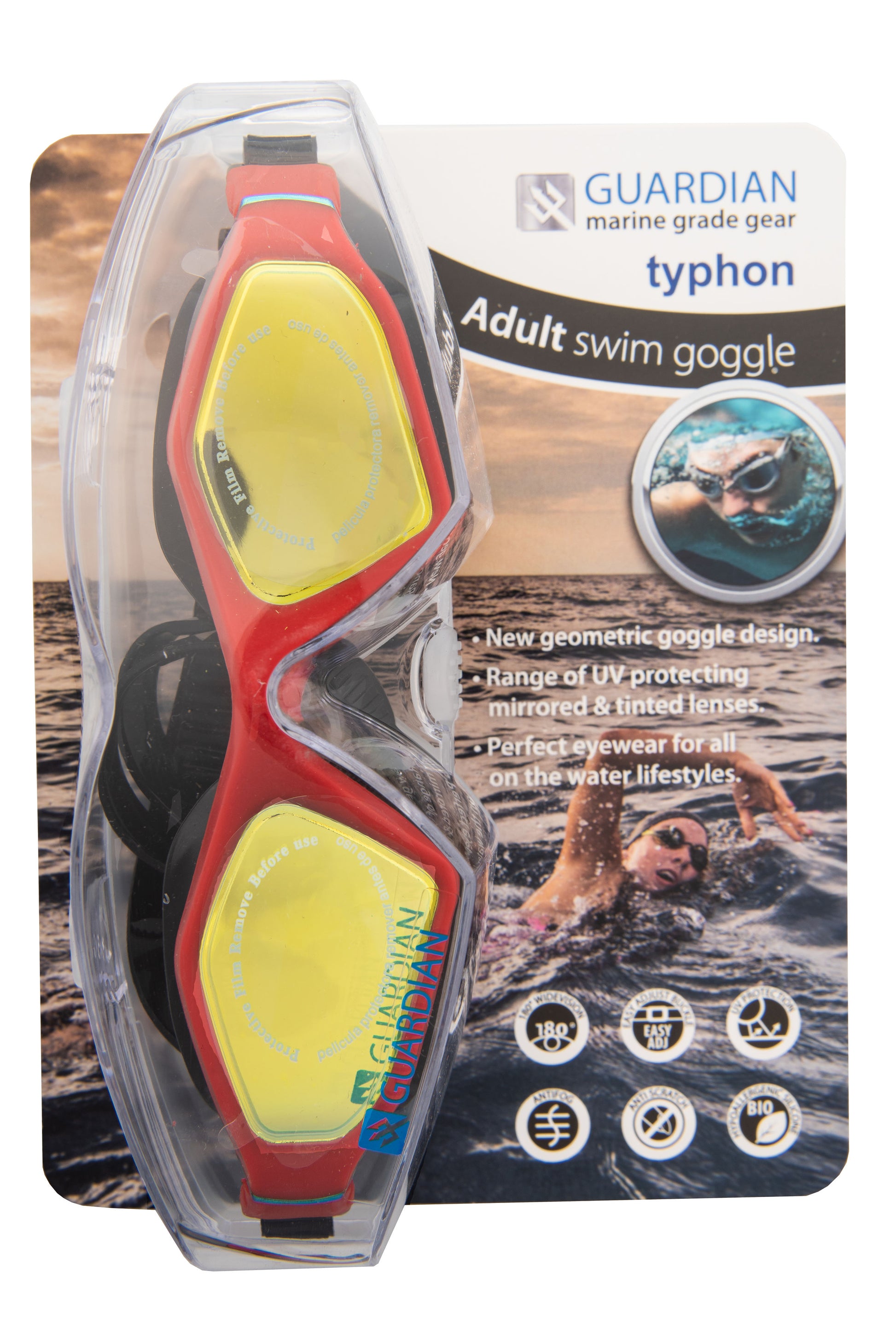Swim Goggles TYPHON Adult Swim Goggles GUARDIAN WATER SPORTS Snorkeling, Scuba Diving, Swimming, Professional Gear, Marine Grade. Ocean, Sea