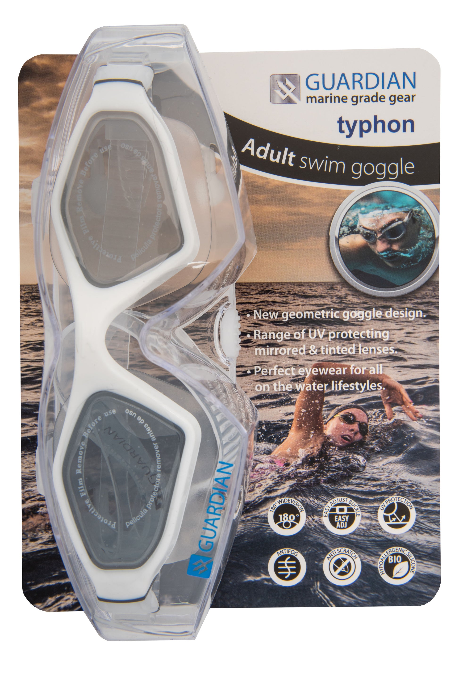 Swim Goggles TYPHON Adult Swim Goggles GUARDIAN WATER SPORTS Snorkeling, Scuba Diving, Swimming, Professional Gear, Marine Grade. Ocean, Sea