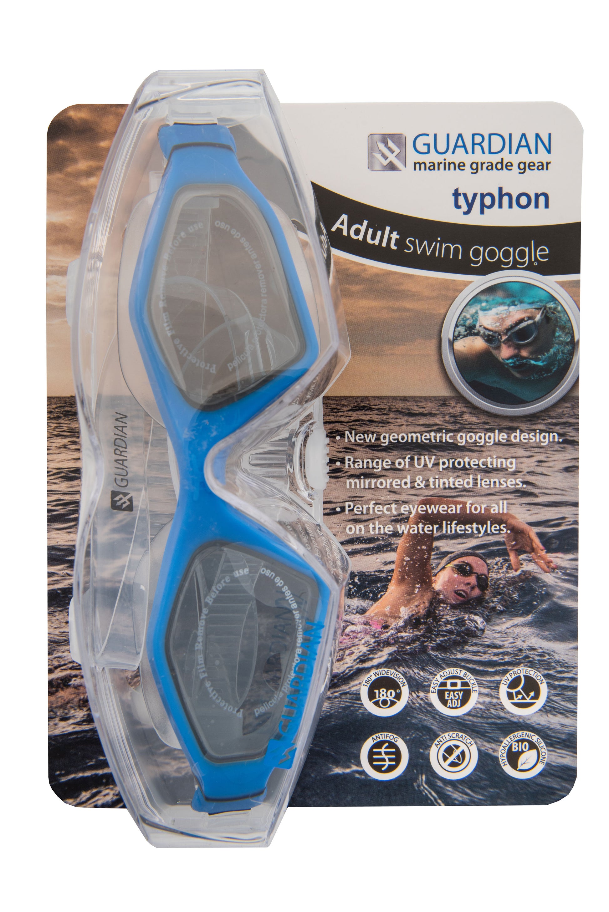 Swim Goggles TYPHON Adult Swim Goggles GUARDIAN WATER SPORTS Snorkeling, Scuba Diving, Swimming, Professional Gear, Marine Grade. Ocean, Sea