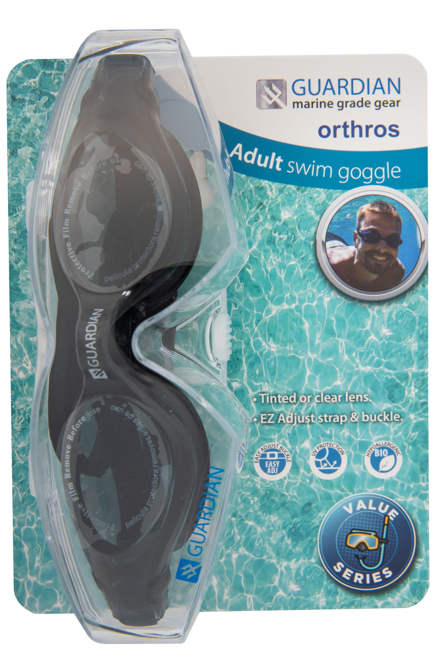 Swim Goggles ORTHROS Adult Swim Goggles GUARDIAN WATER SPORTS Snorkeling, Scuba Diving, Swimming, Professional Gear, Marine Grade. Ocean, Sea