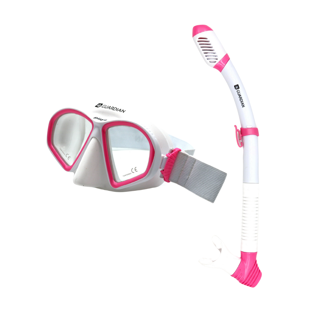 Combos PLAYA Combo WHITE PINK CLEAR GUARDIAN WATER SPORTS Snorkeling, Scuba Diving, Swimming, Professional Gear, Marine Grade. Ocean, Sea