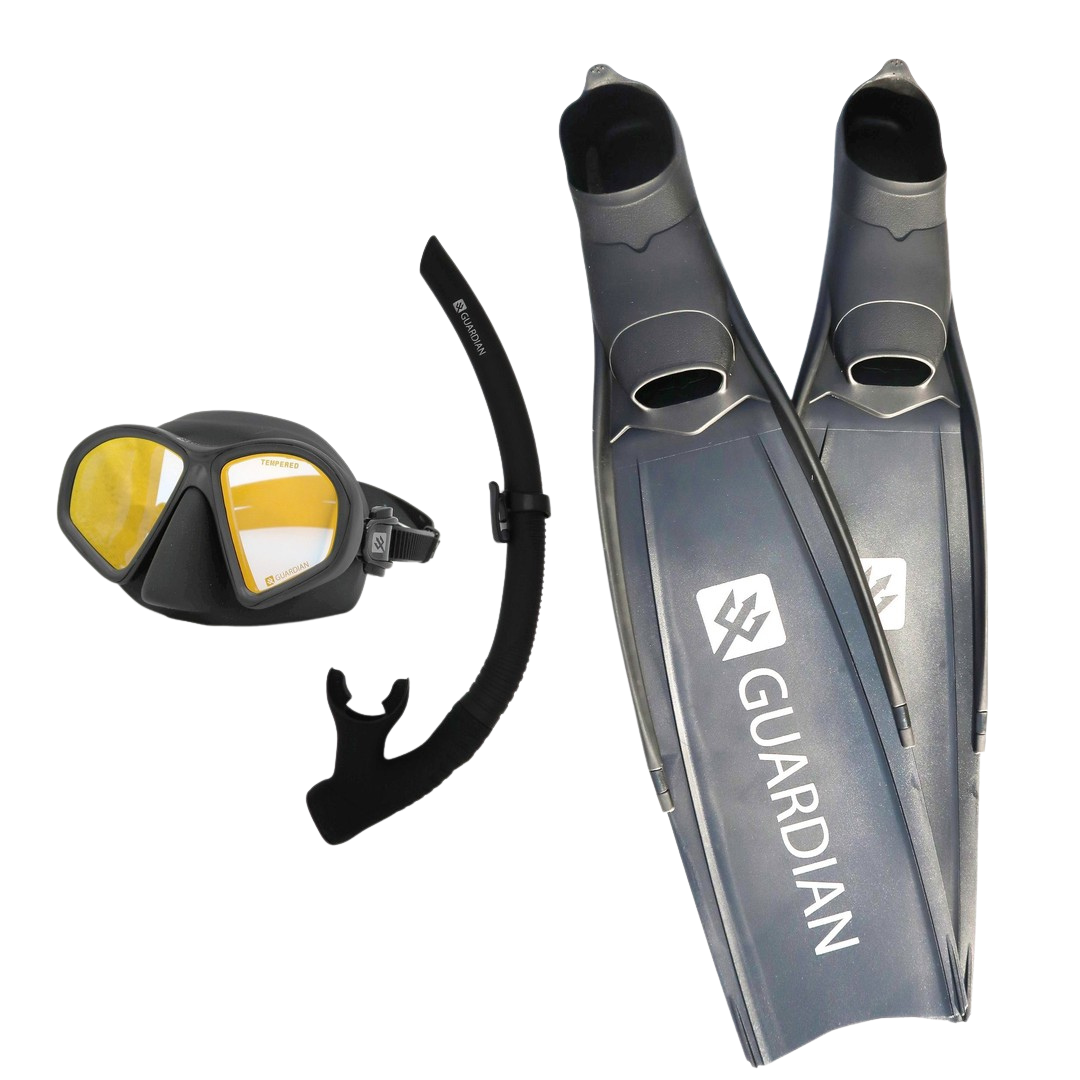 Sets SHADOW BLAZE MIRRORED LENS FREEDIVING SET Black GUARDIAN WATER SPORTS Snorkeling, Scuba Diving, Swimming, Professional Gear, Marine Grade. Ocean, Sea