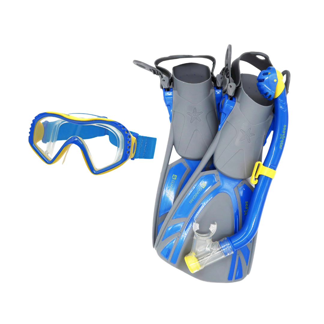 Sets SEA STAR Youth Set V22 BLUE YELLOW CLEAR GUARDIAN WATER SPORTS Snorkeling, Scuba Diving, Swimming, Professional Gear, Marine Grade. Ocean, Sea