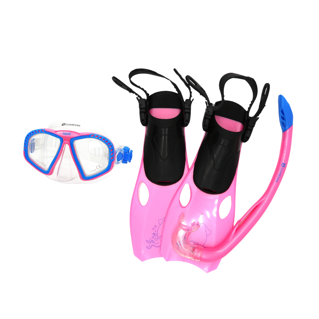 Sets SQUID Youth Set V22 PINK CLEAR GUARDIAN WATER SPORTS Snorkeling, Scuba Diving, Swimming, Professional Gear, Marine Grade. Ocean, Sea