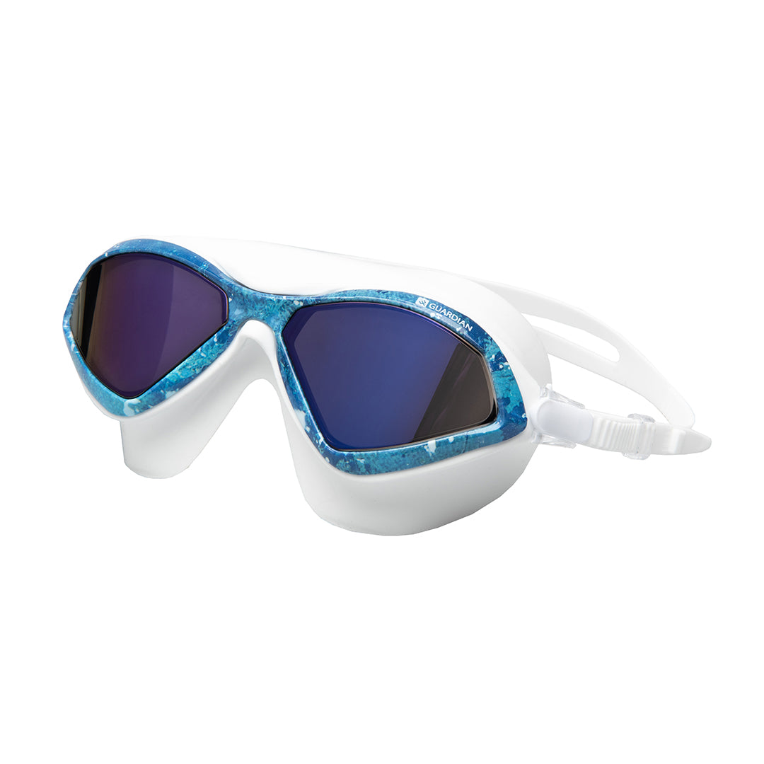 Swim Masks HYDRA Adult Swim Mask WHITE BLUE CAMO BLUE MIRROR GUARDIAN WATER SPORTS Snorkeling, Scuba Diving, Swimming, Professional Gear, Marine Grade. Ocean, Sea