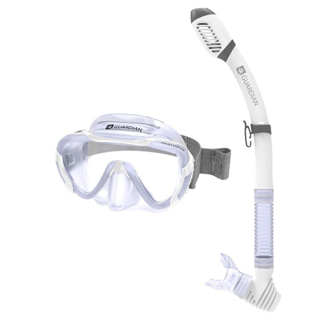 Combos MAMBO Combo CLEAR WHITE CLEAR GUARDIAN WATER SPORTS Snorkeling, Scuba Diving, Swimming, Professional Gear, Marine Grade. Ocean, Sea