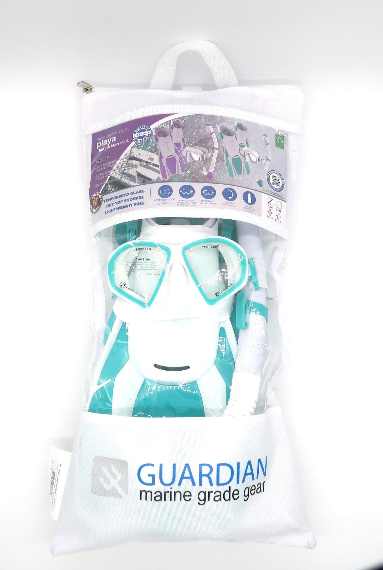 Guardian Women's Playa Snorkeling Set, L/XL, White/Purple