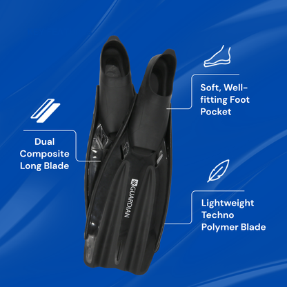 FIN SEPARATES SVS PRO FULL FOOT FIN GUARDIAN WATER SPORTS Snorkeling, Scuba Diving, Swimming, Professional Gear, Marine Grade. Ocean, Sea