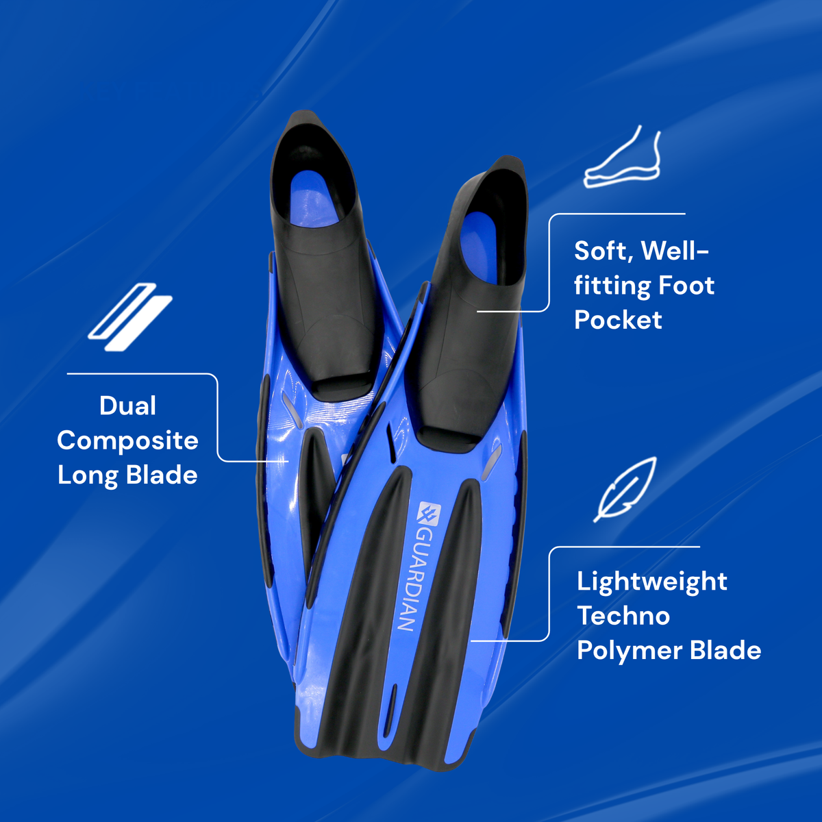 FIN SEPARATES SVS PRO FULL FOOT FIN GUARDIAN WATER SPORTS Snorkeling, Scuba Diving, Swimming, Professional Gear, Marine Grade. Ocean, Sea