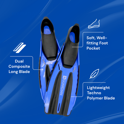 FIN SEPARATES SVS PRO FULL FOOT FIN GUARDIAN WATER SPORTS Snorkeling, Scuba Diving, Swimming, Professional Gear, Marine Grade. Ocean, Sea