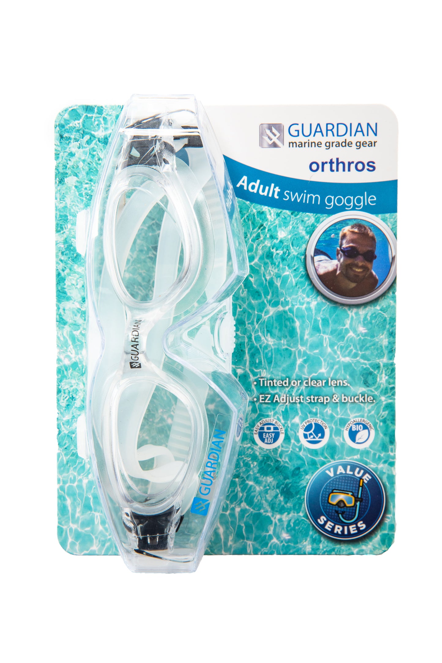 Swim Goggles ORTHROS Adult Swim Goggles GUARDIAN WATER SPORTS Snorkeling, Scuba Diving, Swimming, Professional Gear, Marine Grade. Ocean, Sea
